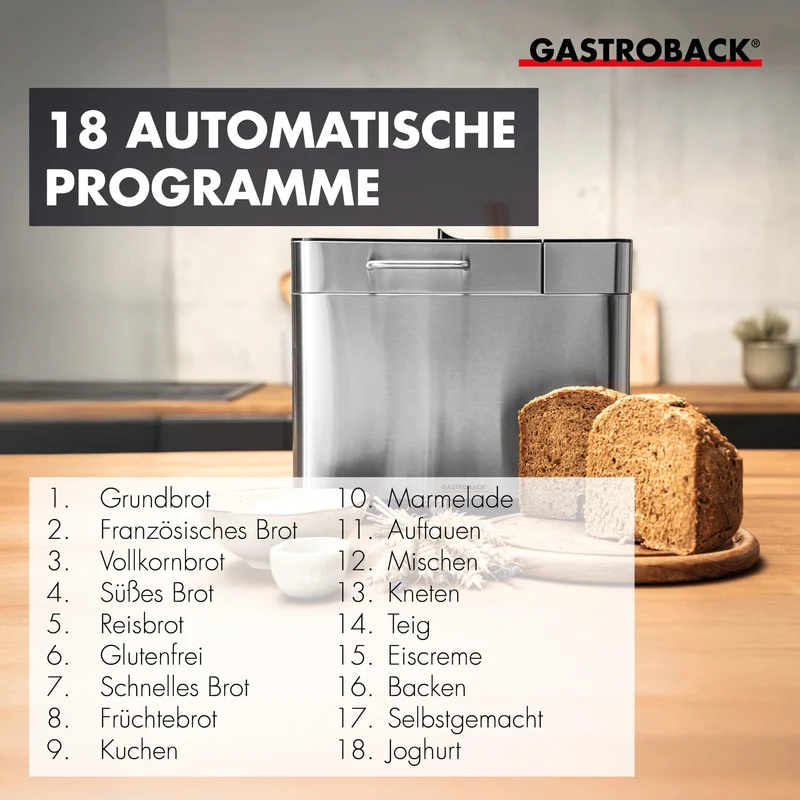 Vollautomatische Brotbackmaschine + 18 Programmen inkl
