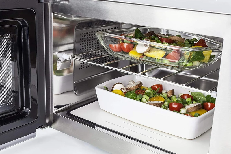 2-in-1 Mikrowelle mit Grill. Boden mit Mikrowellenreflektor, Edelstaahl