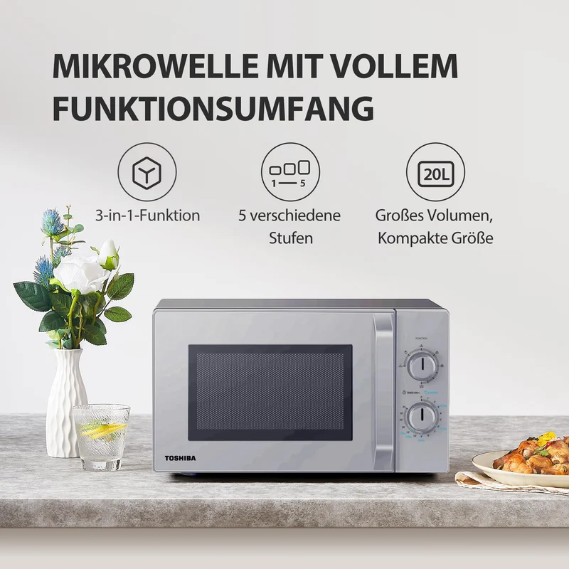 Solo-Mikrowelle 20L MW2-MM20PF(SL), Freistehende Mikrowelle, 800W