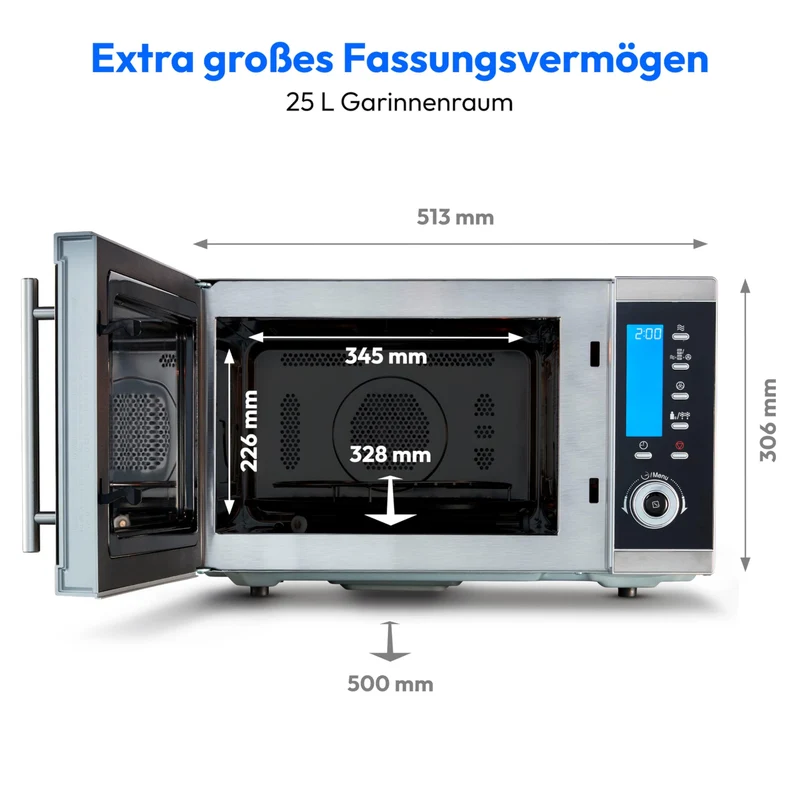 MD 15501 4 in 1 Mikrowelle mit Grill 25 Liter, 2500 Watt Heißluft