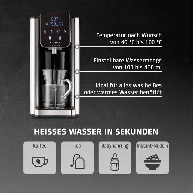 HW 660 Heißwasserspender, Edelstahl, Schwarz