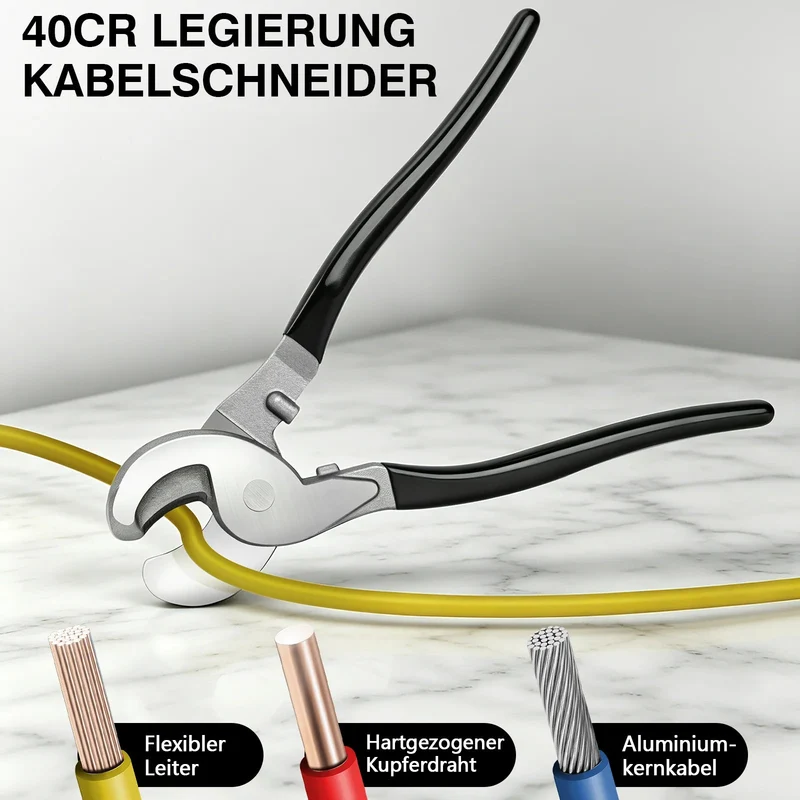 XIIW Hydraulische Crimpzange 4–50 mm² – Kabelschuhzange mit 9 Pressbacken, Kabelschneider und Transportkoffer