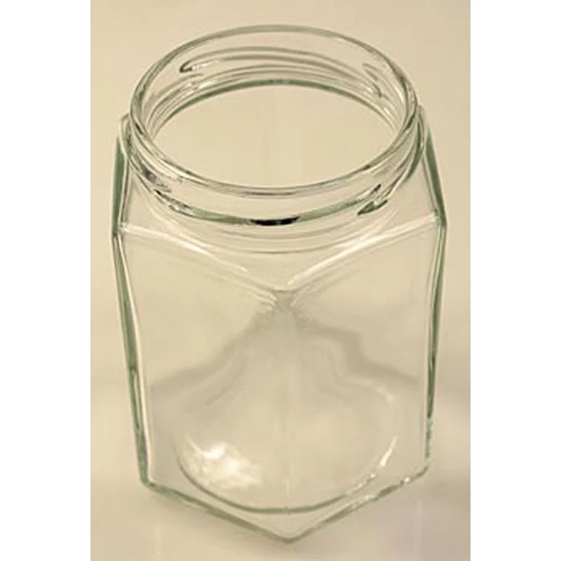 Glas, sechseckig, 287 ml, ø 63mm Mündung, ohne Deckel, 1 St