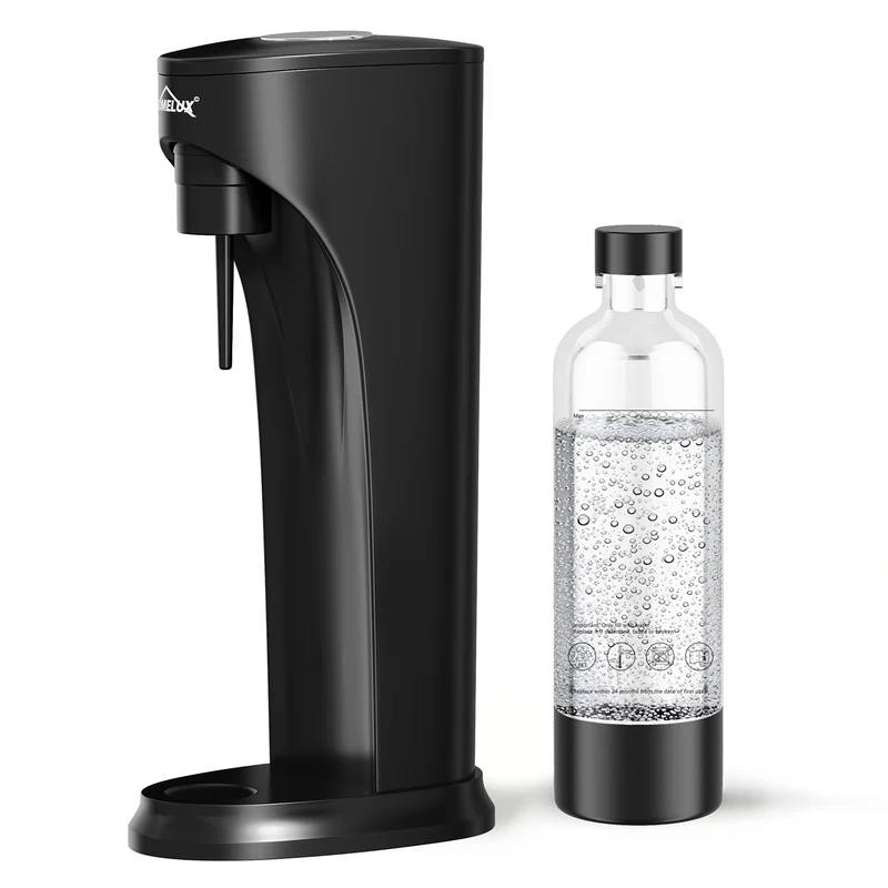HOMELUX Wassersprudler Set inkl. BPA-freier PET-Flasche, kabelloser Trinkwassersprudler für 60L CO2-Zylinder, Schwarz