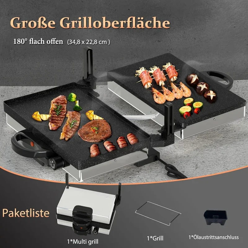 Scheffler 2000W Kontaktgrill Multi-Grill & Brotmaschine + Scheffler 24cm Bratpfanne