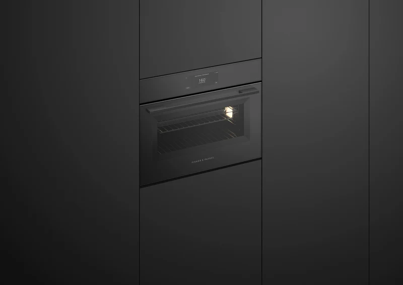 Fisher & Paykel 60cm Series 9 Minimal Compact Combi-Microwave Oven, Brushed Silver Glass