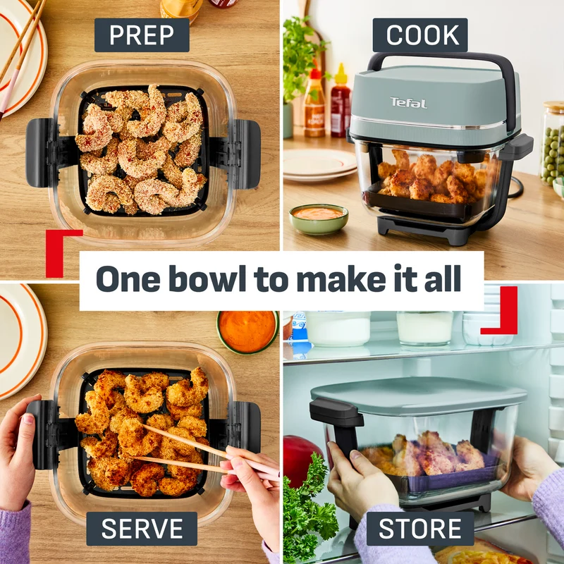Tefal Crisp & Go Portable Glass Air Fryer Eucalyptus