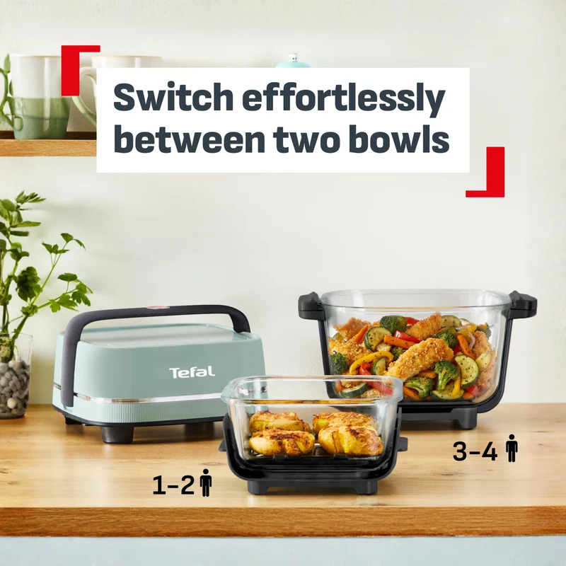 Tefal Crisp & Go Portable Glass Air Fryer Eucalyptus