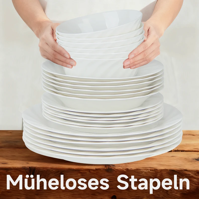 24-teiliges Keramik-Tafelservice für 6 Personen – elegantes, stapelbares Geschirrset