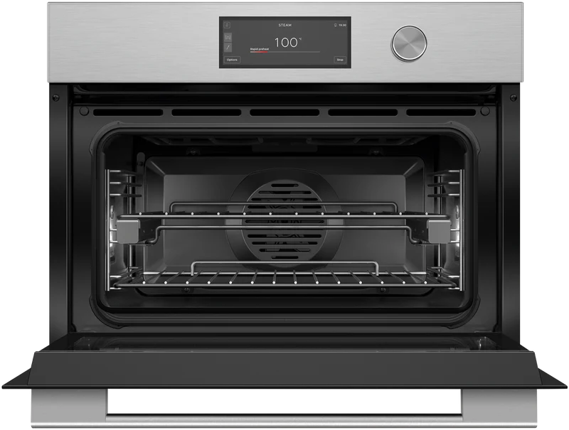 Fisher & Paykel 60cm Series 11, Contemporary Compact Combi-Steam Oven, Brushed Silver Glass