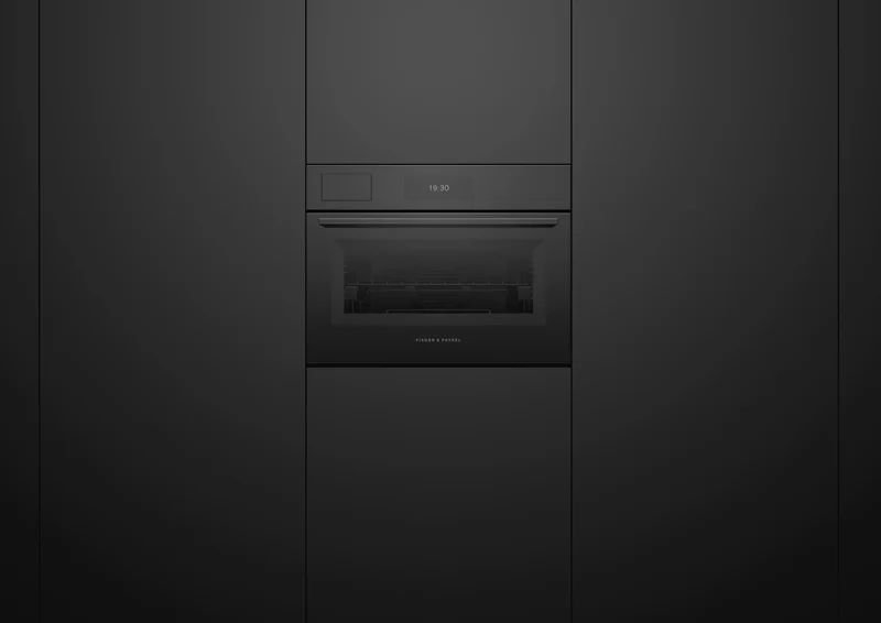 Fisher & Paykel 60cm Series 9, Minimal Compact Combi-Steam Oven, Black Glass