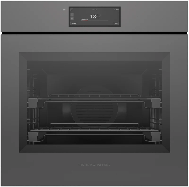 Fisher & Paykel 60cm Series 11, Minimal Handless Pyrolytic Oven, Grey Glass