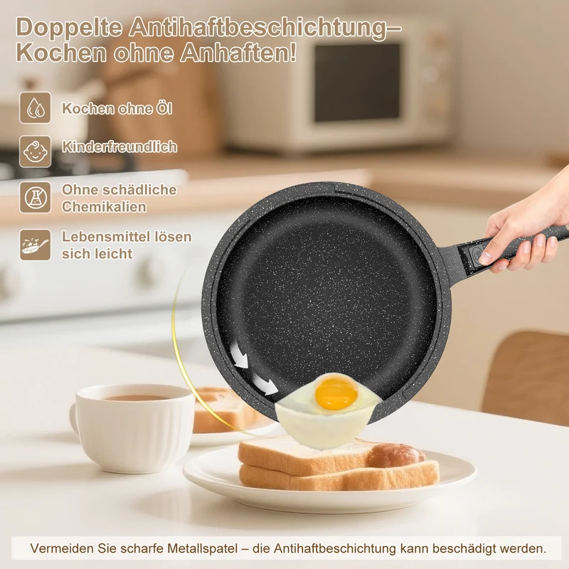 HOMELUX Kochgeschirr-Set 10-teilig, induktionsgeeignetes stapelbares Topfset für alle Herdarten, backofengeeignet, schwarz