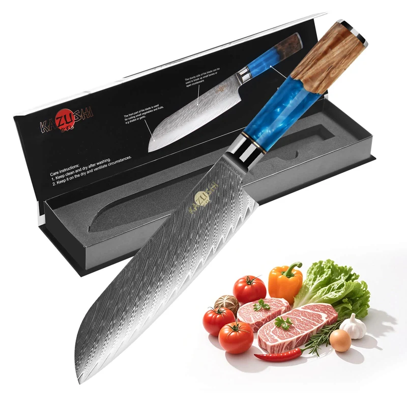 Professionelles 7-Zoll-Santoku-Kochmesser aus Hochkohlenstoffstahl – superscharf, ergonomisch, langlebig, ideal für präzises Schneiden