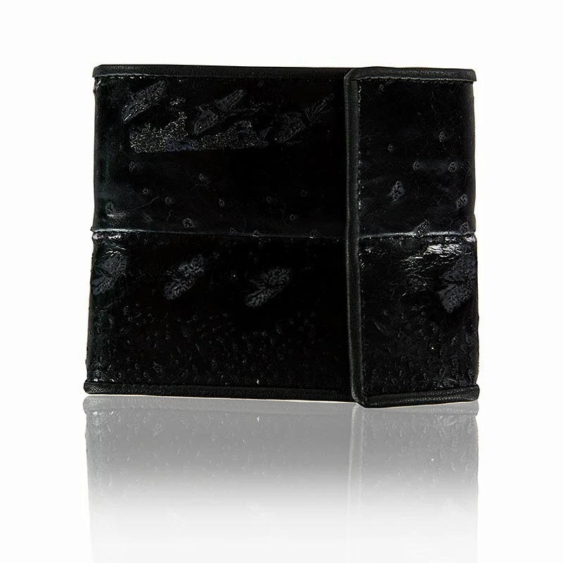 Kreditkartenetui für 6 KK, mit Druckknopf, Stör-/Rinderleder, schwarz, 11x9x2cm, 1 St