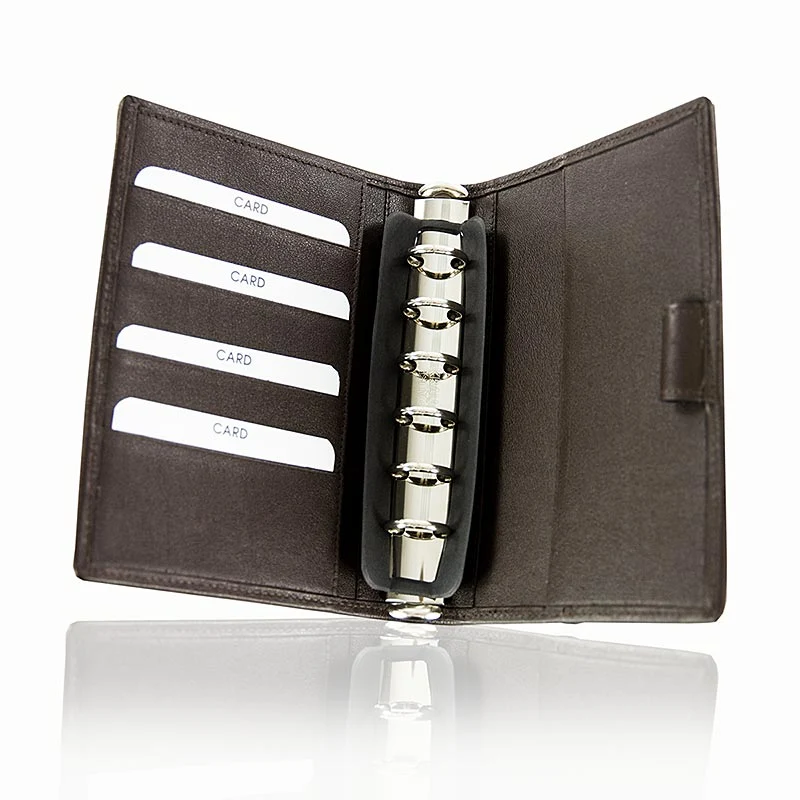 Ringbuch, A6, Stör-/Rinderleder, braun, 16,5x12,5cm, 1 St