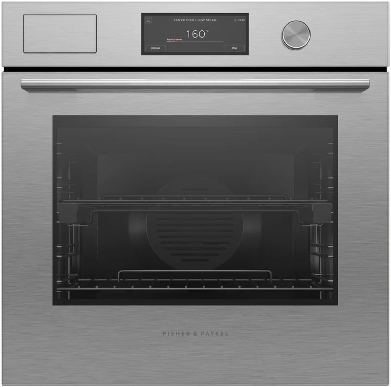 Fisher & Paykel 60cm Series 9, Contemporary Combi-Steam Oven, Brushed Silver Glass