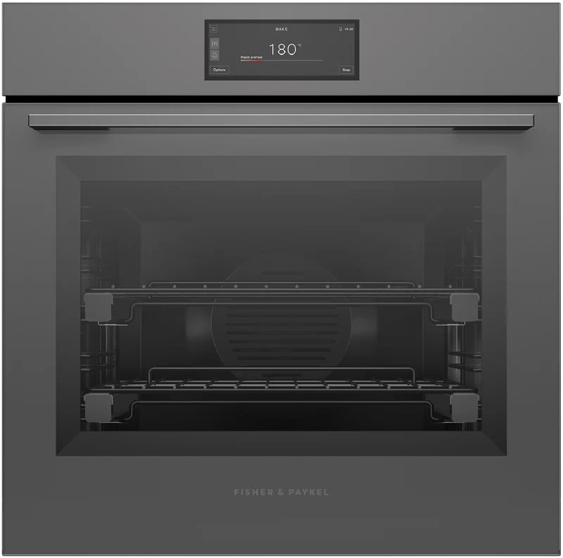 Fisher & Paykel 60cm Series 9, Minimal Pyrolytic Oven, Grey Glass
