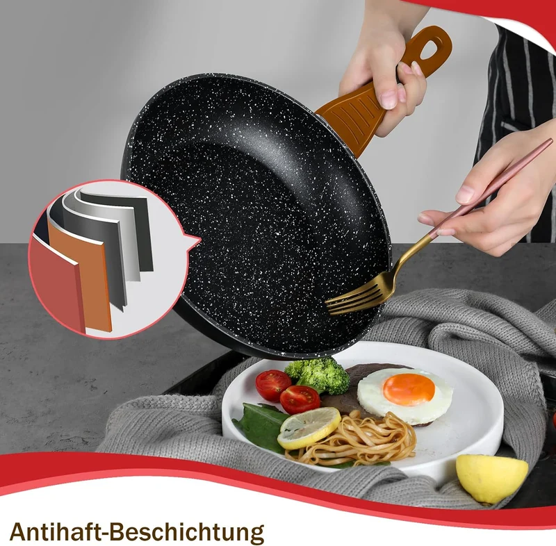 10tlg Induktions-Töpfe Set Homelux KoHerdartenchtopfset aus Aluminiumguss mit Antihaftbeschichtung, inkl. Deckel. PFOA frei, für alle