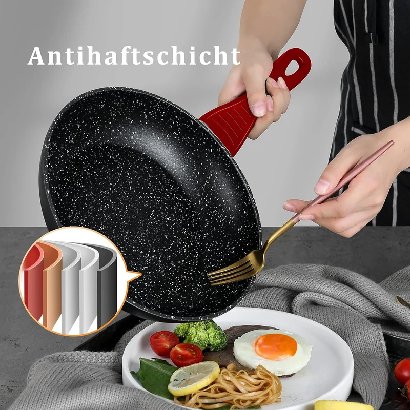 10tlg Induktions-Töpfe Set Homelux KoHerdartenchtopfset aus Aluminiumguss mit Antihaftbeschichtung, inkl. Deckel. PFOA frei, für alle