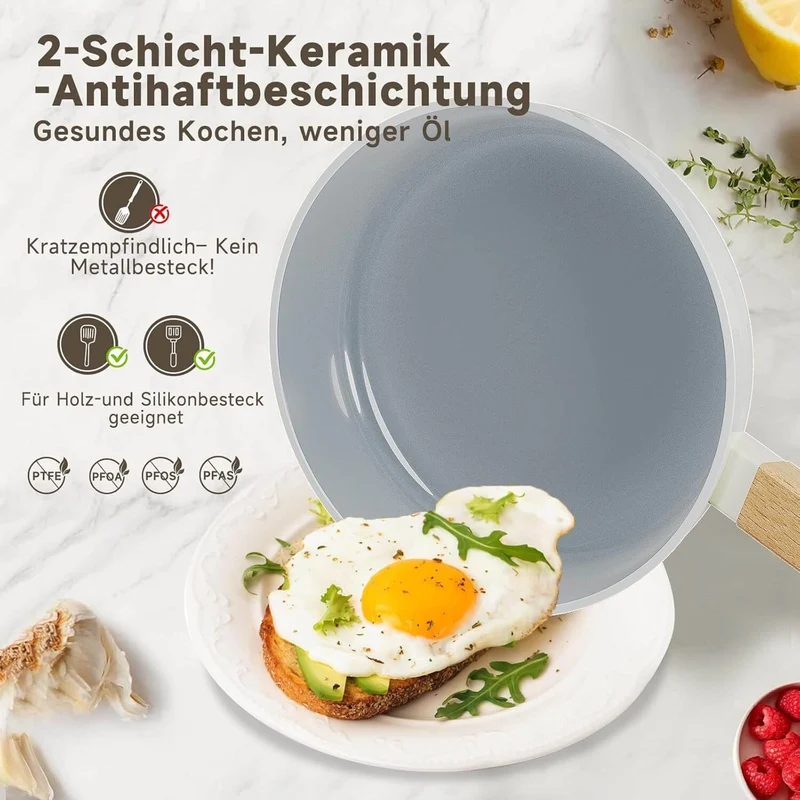 Scheffler Pfannenset 20/24/28cm Bratpfannen mit Antihaft-Beschichtung, Induktionsgeeignet für alle Herdarten