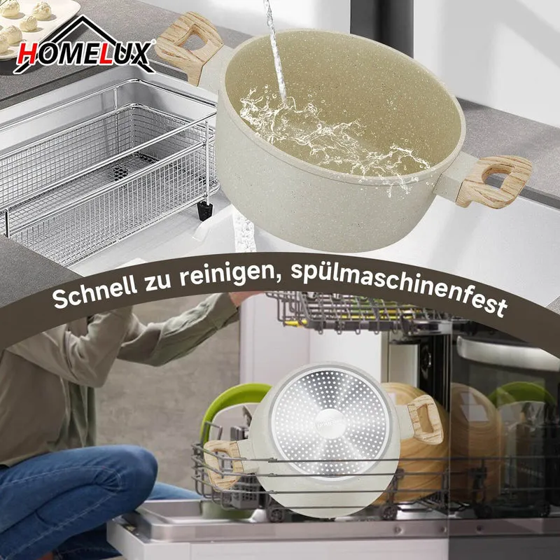 12-tlg Topf und Pfannen Set Topfset Induktion 12-teilige Kochtopf mit Glasdeckel Töpfe und Bratpfanne Set