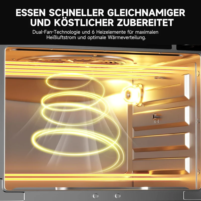 Heißluftfritteuse 28L Minibackofen mit Umluft XXL Grill 1700W Heißluft-Backofen