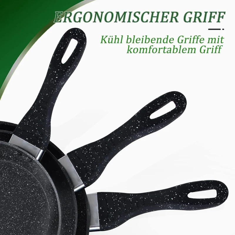 3-teiliges Pfannenset, Pfanne 20 / 24 / 28 cm,Bratpfanne,Pfannen,beschichtete Pfanne,Scheffler Pfanne Induktion mit Antihaft-Beschichtung,geeignet