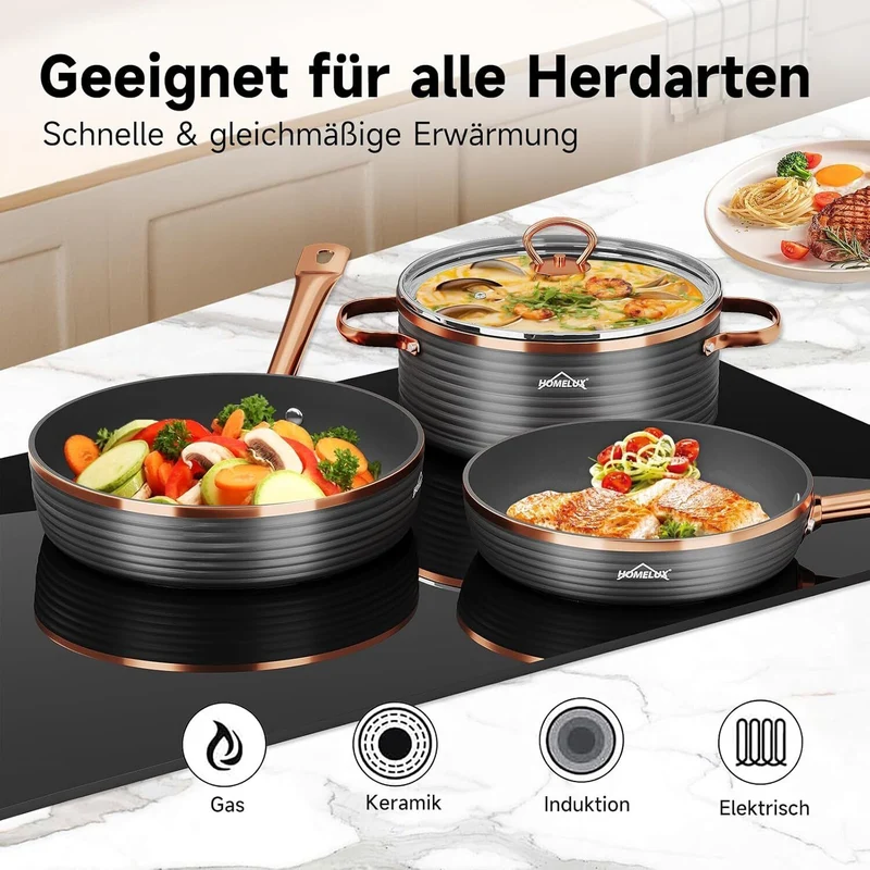 HOMELUX Topfsets 8-tlg Kochtopf Set Induktions mit - Kochgeschirr