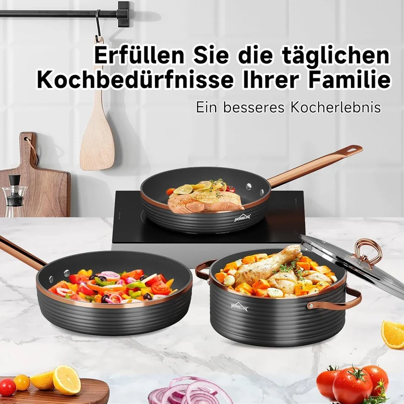 HOMELUX Topfsets 8-tlg Kochtopf Set Induktions mit - Kochgeschirr