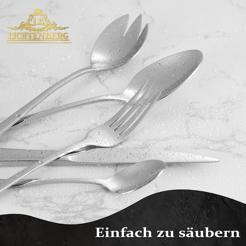 72-teiliges Besteckset aus glänzendem 18/10-Edelstahl für 12 Personen. Spülmaschinenfest & langlebig. Perfekt für jede Gelegenheit