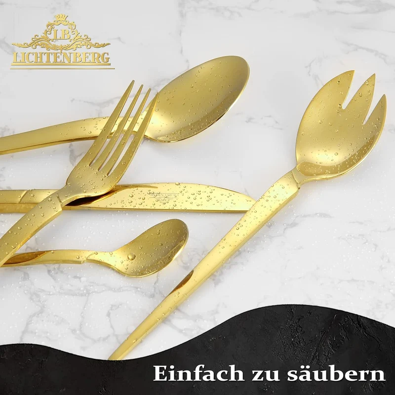 72-teiliges Besteckset aus glänzendem 18/10-Edelstahl für 12 Personen. Spülmaschinenfest & langlebig. Perfekt für jede Gelegenheit