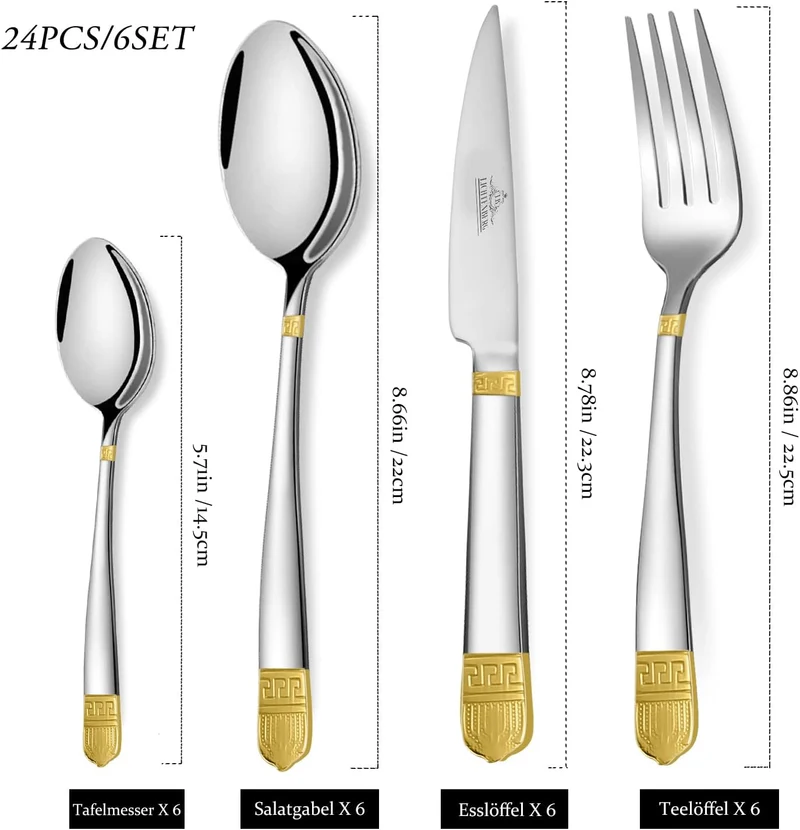 Besteckset 24 teilig Besteck Tafelbesteck Essbesteck Edelstahl