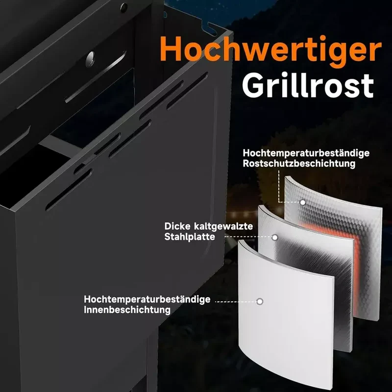 15kW Gasgrill BBQ Grillwagen mit 4+1 Brennern und Seitenkocher
