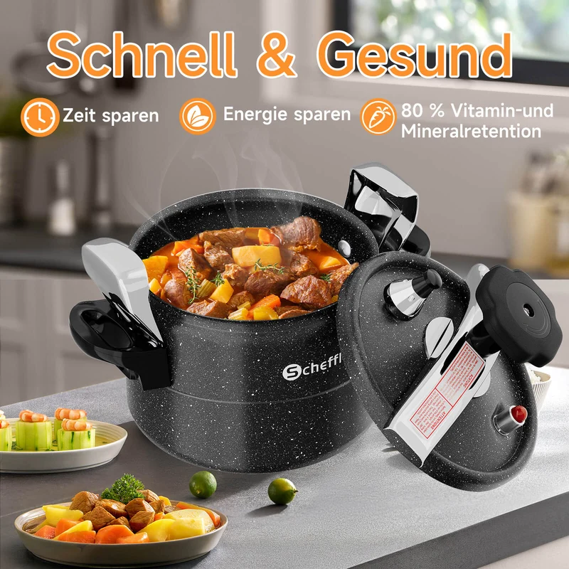 Scheffler Schnellkochtopf Aluguss Dampfkochtopf Induktion Druckbehälter für alle Herdarten