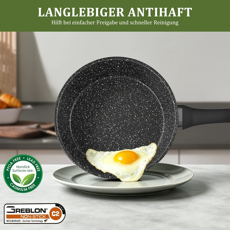 Scheffler 15-teiliges Topf- und Pfannenset mit Antihaftbeschichtung, induktionsgeeignet & Glasdeckeln