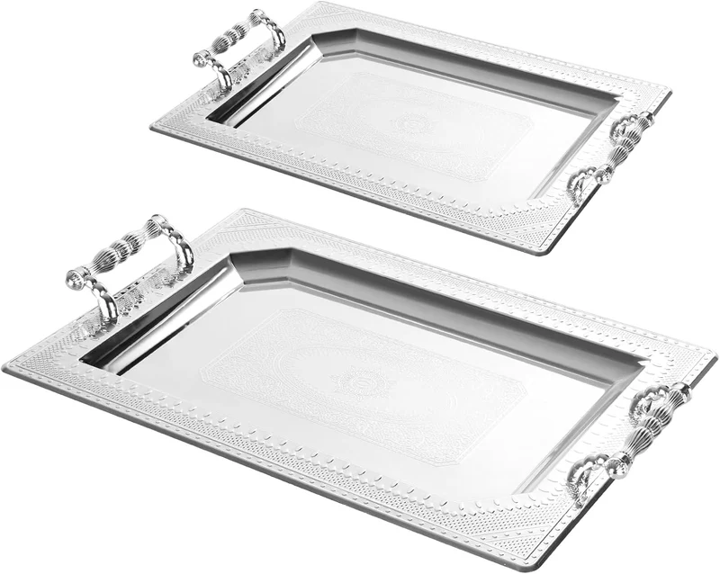 Praktische Tablett-Set Servierplatten-Set 2X Servierplatten mit Griffen
