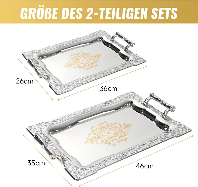 Praktische Tablett-Set Servierplatten-Set 2X Servierplatten mit Griffen