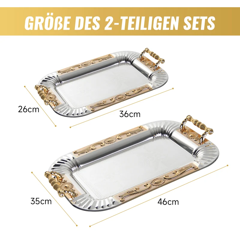 Praktische Tablett-Set Servierplatten-Set 2X Servierplatten mit Griffen