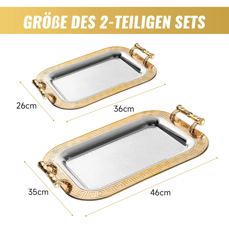Praktische Tablett-Set Servierplatten-Set 2X Servierplatten mit Griffen
