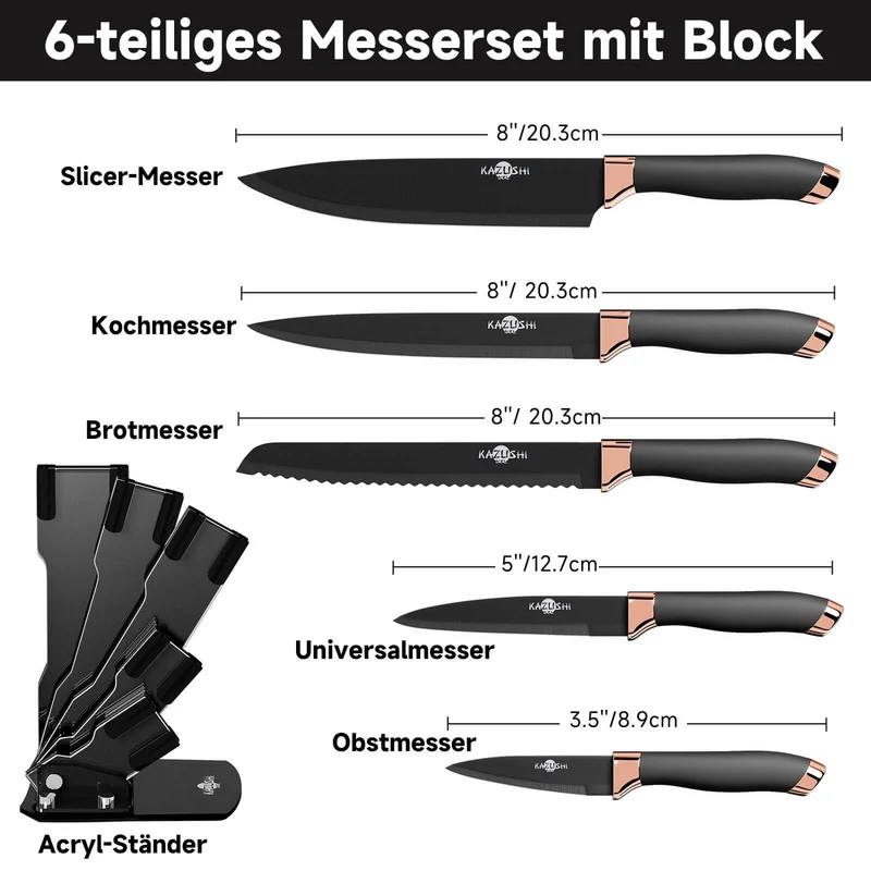 9 / 8 / 7 / 6 teilig Messer-Set Messerblock Messerset Küchenmesser Set Profi Kochmesser