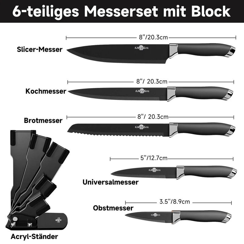 9 / 8 / 7 / 6 teilig Messer-Set Messerblock Messerset Küchenmesser Set Profi Kochmesser