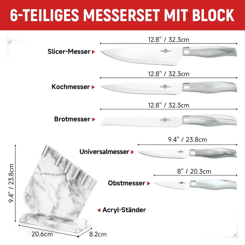 9 / 8 / 7 / 6 teilig Messer-Set Messerblock Messerset Küchenmesser Set Profi Kochmesser