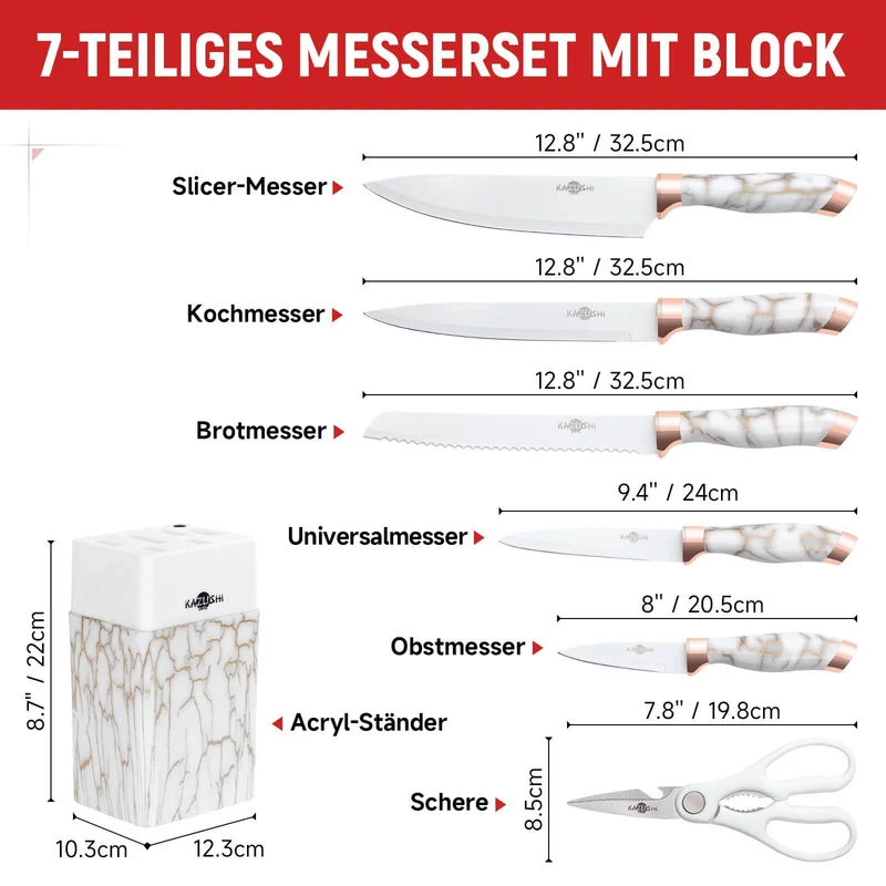 9 / 8 / 7 / 6 teilig Messer-Set Messerblock Messerset Küchenmesser Set Profi Kochmesser