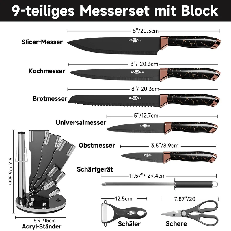 9 / 8 / 7 / 6 teilig Messer-Set Messerblock Messerset Küchenmesser Set Profi Kochmesser