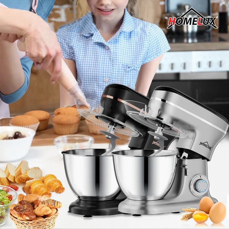 HOMELUX Knetmaschine 8L – 1800W, 6 Geschwindigkeiten, LED-Touchscreen, Edelstahl-Rührschüssel, leise & leistungsstark für Teig & mehr
