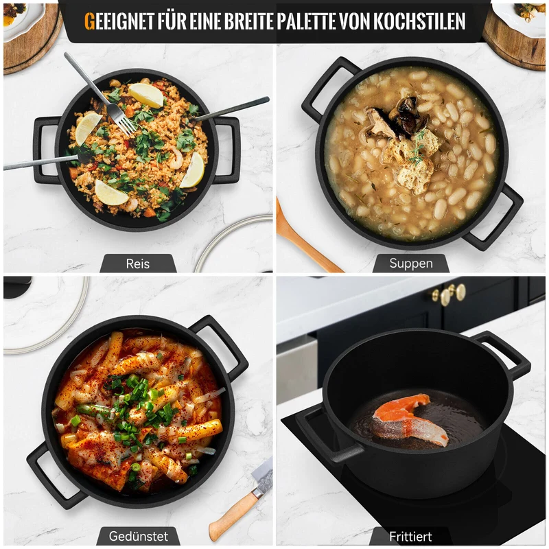 Induktions Topfset 20&24&28cm Kochtopf Antihaftbeschichtung für alle Herdarten