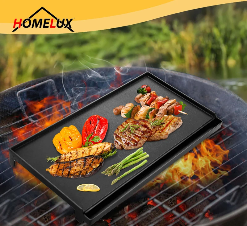 Gaskocher Campingkocher 2-flammig mit Gaskartuschen + 45 x 24 cm Grillplatte