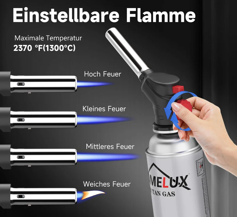 HOMELUX Gasbrenner Vielseitiger Flambier- und Bunsenbrenner bis 1300°C für Küche, BBQ, Camping und Handwerk