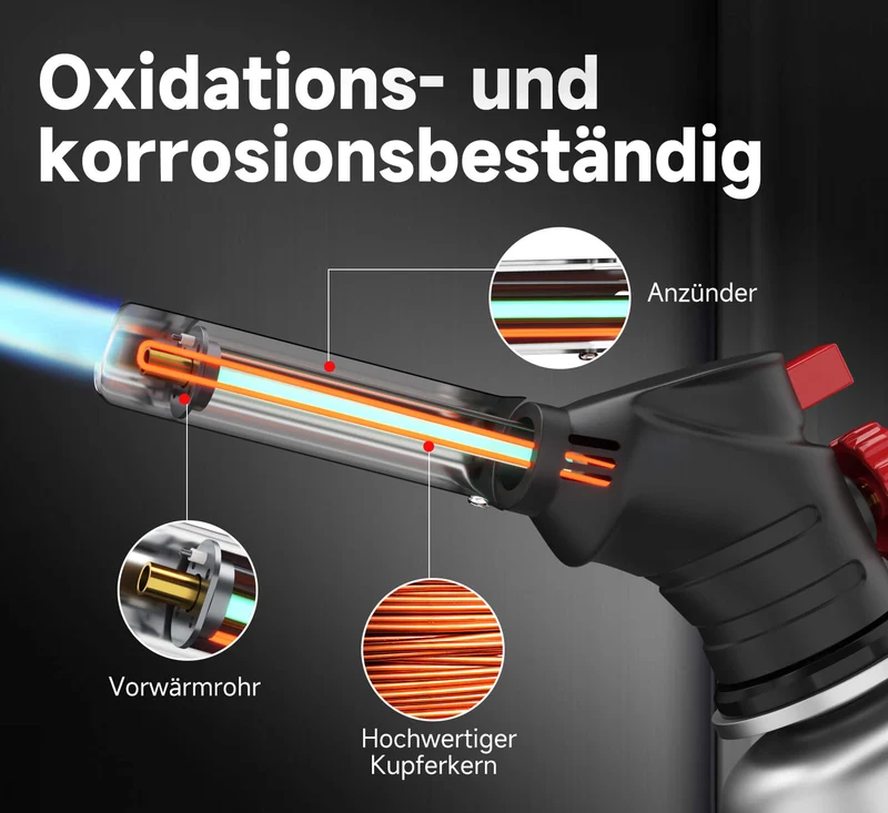 HOMELUX Gasbrenner Vielseitiger Flambier- und Bunsenbrenner bis 1300°C für Küche, BBQ, Camping und Handwerk